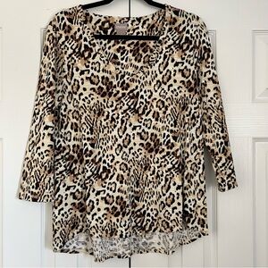 Chico's Leopard Print Tunic in Cream and Brown